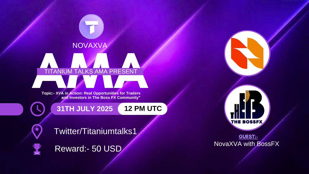 John Lee (@john_lee2018) on Twitter photo ๐๏ธGet ready for our next XspaceAMA session with NovaXVA.
โพTopic
XVA in Action: Real Opportunities for Traders and Investors in The Boss FX Community"
๐ฐ 31 July, 12 PM UTC
๐ฐ $50 USD
๐ฃ NovaXVA with BossFX
๐ Venue: x.com/titaniumtalks1
๐ Rules:
1๏ธโฃ Follow <a href="/NovaXVAhq/">Nova</a>
2๏ธโฃ ๐๏ธGet ready for our next XspaceAMA session with NovaXVA.
โพTopic
XVA in Action: Real Opportunities for Traders and Investors in The Boss FX Community"
๐ฐ 31 July, 12 PM UTC
๐ฐ $50 USD
๐ฃ NovaXVA with BossFX
๐ Venue: x.com/titaniumtalks1
๐ Rules:
1๏ธโฃ Follow <a href="/NovaXVAhq/">Nova</a>
2๏ธโฃ