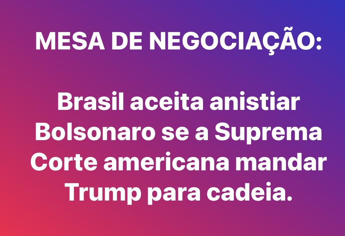 Caiu na rede 😂😂 Se é pra fazer barganha, vamos brincar de espelho. Vocês prendem o de vocês, a gente pensa no nosso. Mesa de negociação aberta. Brasil topa ? 😂