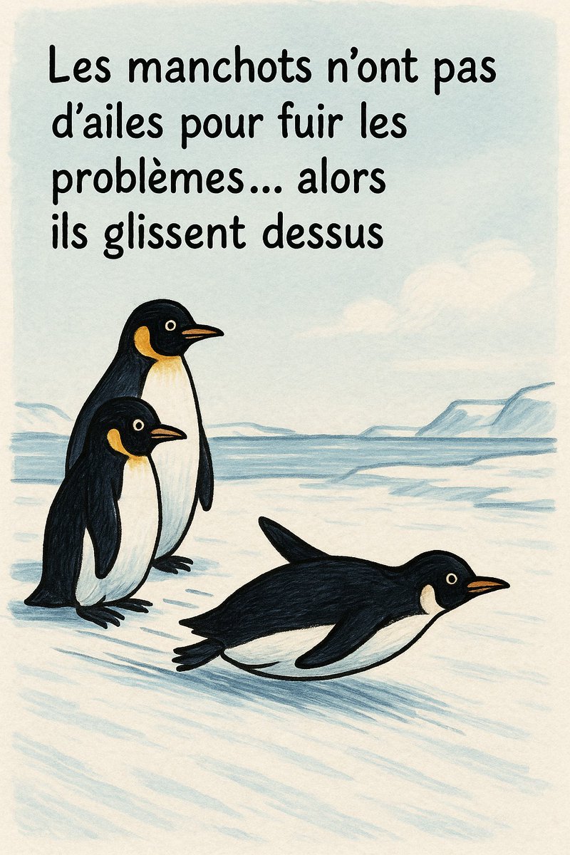 Les pingouins n'ont pas d'ailes pour fuir les problèmes... alors ils planent au-dessus d'eux.
