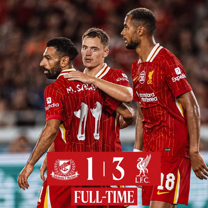A full-time graphic for Yokohama 1-3 Liverpool