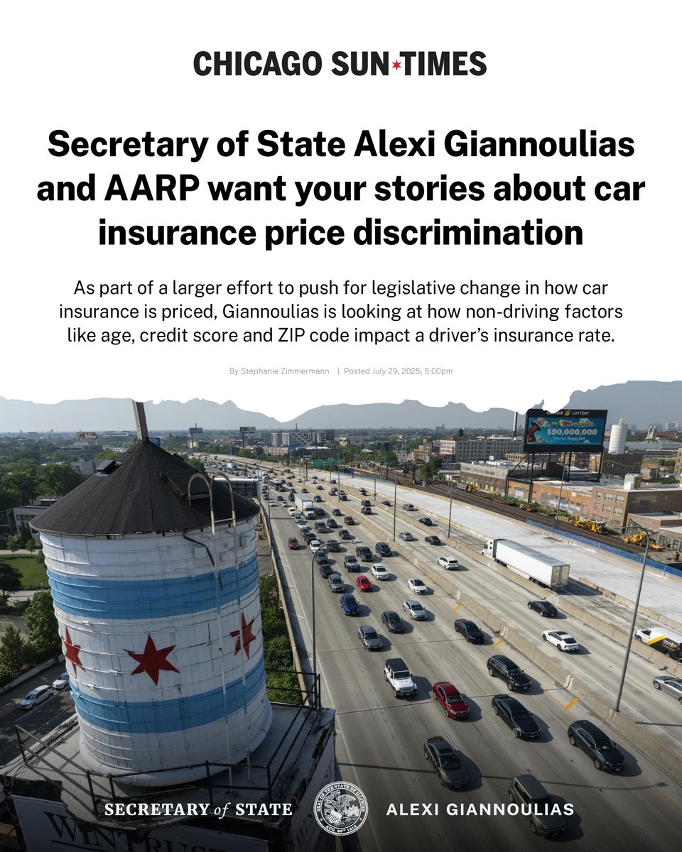 Secretary Alexi Giannoulias (@ilsecofstate) on Twitter photo An individual’s driving record should serve as the primary factor that’s analyzed when setting auto insurance rates. Insurance companies need to implement a ratemaking process that’s fair and transparent. Thank you <a href="/Suntimes/">Chicago Sun-Times</a> and <a href="/SZReports/">Stephanie Zimmermann</a> for bringing attention to this issue. An individual’s driving record should serve as the primary factor that’s analyzed when setting auto insurance rates. Insurance companies need to implement a ratemaking process that’s fair and transparent. Thank you <a href="/Suntimes/">Chicago Sun-Times</a> and <a href="/SZReports/">Stephanie Zimmermann</a> for bringing attention to this issue.