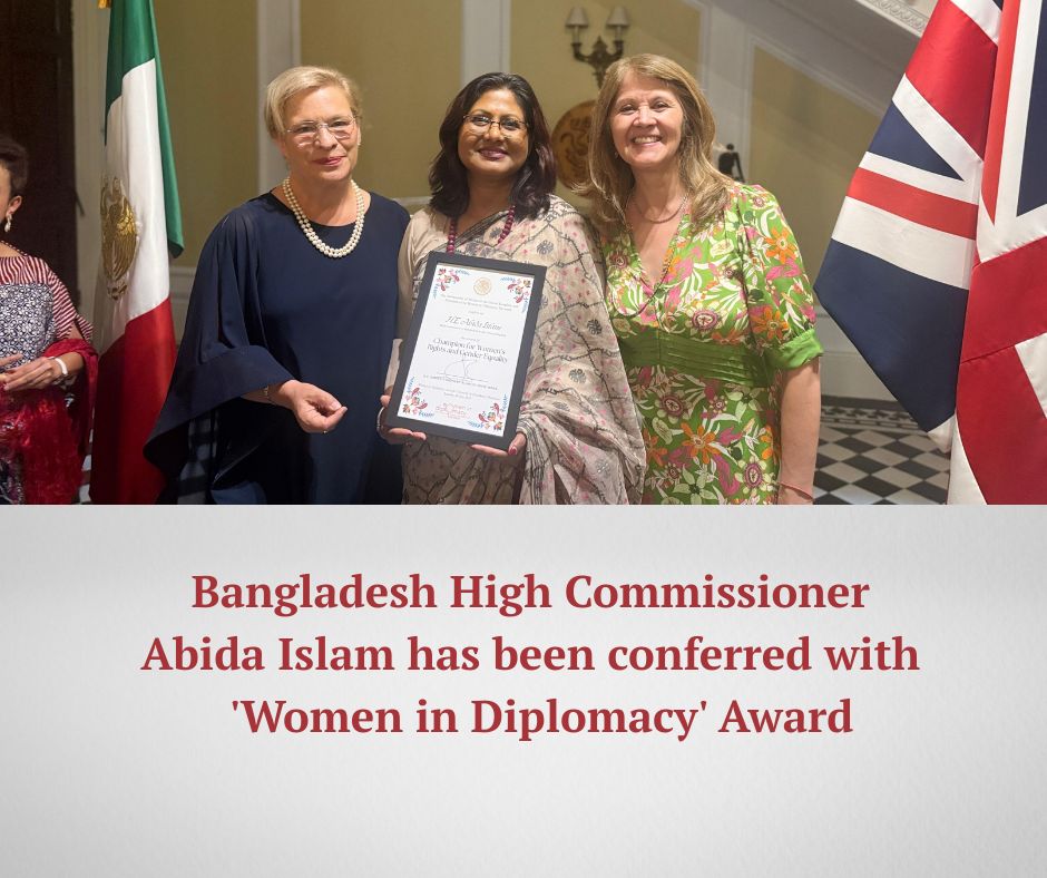 BangladeshinUK (@bdhclondon) on Twitter photo Bangladesh High Commissioner <a href="/abida1968/">Abida Islam</a> to the United Kingdom Abida Islam has been conferred with the prestigious 'Women in Diplomacy' Award. Bangladesh High Commissioner <a href="/abida1968/">Abida Islam</a> to the United Kingdom Abida Islam has been conferred with the prestigious 'Women in Diplomacy' Award.