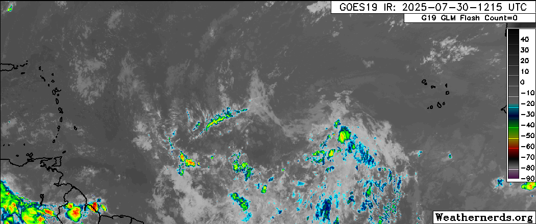 Central Atlantic waves are pretty convection-free at the moment, as background stability and dry air suppresses rising motion. Not surprisingly, there isn't much model signal for development anymore - the AI models seemed to have been overzealous. For now it seems like