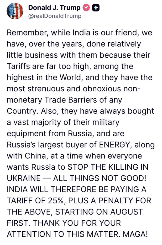 Ashok Kumar Pandey рдЕрд╢реЛрдХ ╪з╪┤┘И┌й (@ashok_kashmir) on Twitter photo рдЯреНрд░рдореНрдк рдиреЗ рдкрд╣рд▓реА рдЕрдЧрд╕реНрдд рд╕реЗ рднрд╛рд░рддреАрдп рд╕рд╛рдорд╛рдиреЛрдВ рдкрд░ 25% рдЯреИрд░рд┐рдл рдФрд░ рдЕрддрд┐рд░рд┐рдХреНрдд рдкреЗрдирд╛рд▓реНрдЯреА рдХреА рдШреЛрд╖рдгрд╛ рдХреА рд╣реИред
рдЙрдореНрдореАрдж рд╣реИ рднрд╛рд░рдд рд╕рд░рдХрд╛рд░ рдиреЗ рдЗрд╕рдХреЗ рд╡реИрдХрд▓реНрдкрд┐рдХ рдорд╛рд░реНрдЧ рддрд▓рд╛рд╢ рд▓рд┐рдП рд╣реЛрдВрдЧреЗред рдЯреНрд░рдореНрдк рдиреЗ рдкрд╣рд▓реА рдЕрдЧрд╕реНрдд рд╕реЗ рднрд╛рд░рддреАрдп рд╕рд╛рдорд╛рдиреЛрдВ рдкрд░ 25% рдЯреИрд░рд┐рдл рдФрд░ рдЕрддрд┐рд░рд┐рдХреНрдд рдкреЗрдирд╛рд▓реНрдЯреА рдХреА рдШреЛрд╖рдгрд╛ рдХреА рд╣реИред
рдЙрдореНрдореАрдж рд╣реИ рднрд╛рд░рдд рд╕рд░рдХрд╛рд░ рдиреЗ рдЗрд╕рдХреЗ рд╡реИрдХрд▓реНрдкрд┐рдХ рдорд╛рд░реНрдЧ рддрд▓рд╛рд╢ рд▓рд┐рдП рд╣реЛрдВрдЧреЗред
