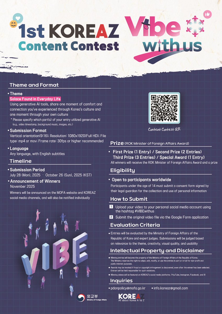 KoreainEthiopia's tweet image. [MOFA of ROK] 2025 KOREAZ Global Campaign #Vibe with us

For more: overseas.mofa.go.kr/et-en/brd/m_23…

#KOREAZ #Vibewithus