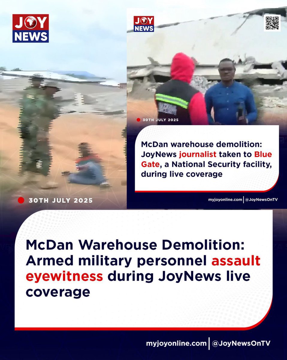 Journalist detained. Civilian assaulted. Cameras blocked. 

Are soldiers acting with impunity because the government refuses to act? And what does that mean for press freedom in Ghana? 

Share your thoughts. #Joy997FM
