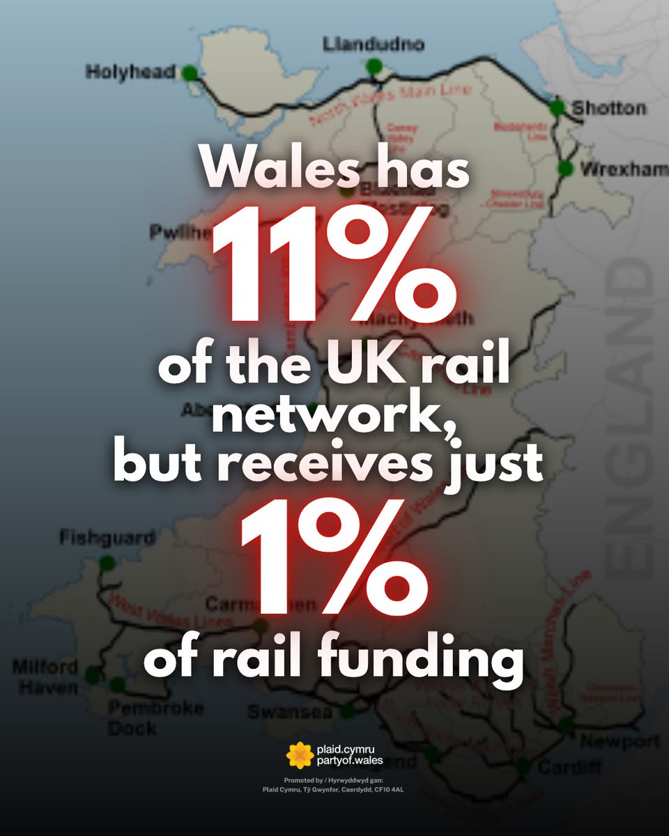 Plaid_Cymru's tweet image. Wales only gets a fraction of what we deserve on rail funding, while forced to pay for rail projects in England.😵‍💫

We demand a fair deal for Wales!

✍️ Sign Plaid Cymru&apos;s petition calling for Wales to stop paying for England-only rail projects.  

🔗 partyof.wales/hs2