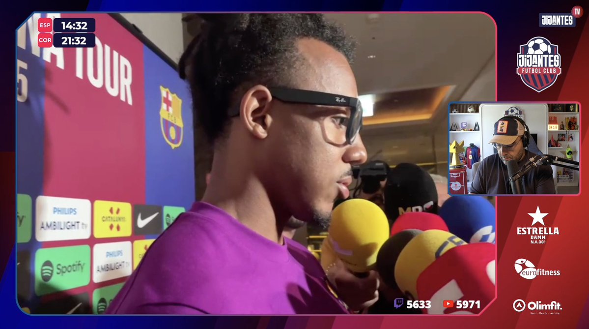 Jijantes FC (@jijantesfc) on Twitter photo 📺 DIRECTO <a href="/JijantesFC/">Jijantes FC</a>
Escuchamos a Jules Koundé: "Está todo listo para renovar hasta 2030 cuando regresemos a Barcelona. Ha sido rápido." 🚨📝
🔗 twitch.tv/gerardromero 📺 DIRECTO <a href="/JijantesFC/">Jijantes FC</a>
Escuchamos a Jules Koundé: "Está todo listo para renovar hasta 2030 cuando regresemos a Barcelona. Ha sido rápido." 🚨📝
🔗 twitch.tv/gerardromero