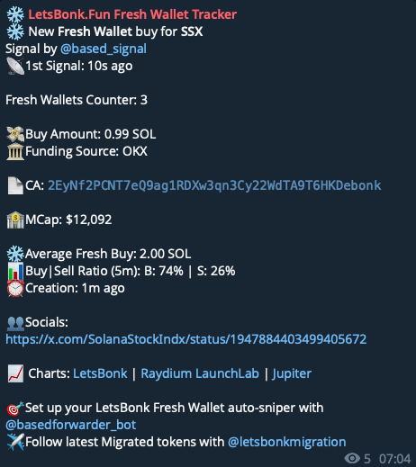 BasedSignal's tweet image. 📊Study @bonk_fun mooners and use our bot to setup your custom LetsBonk Fresh Sniper ❄️🔫

$DEBT 3000x
$ANI 2000x
$SSX 500x
$BONKYO 400x
$joe 400x
$cputer 200x
$roger 200x
$tism 150x
$KNOB 150x
$WHATRR 100x