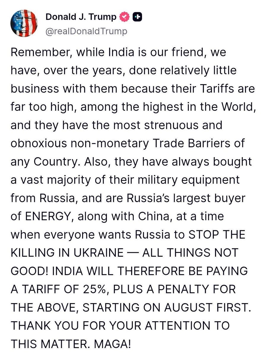 AscendedYield's tweet photo. India is the second largest backer of the Russian war machine, I’m glad Trump has raised this https://t.co/sgDrv23qkj