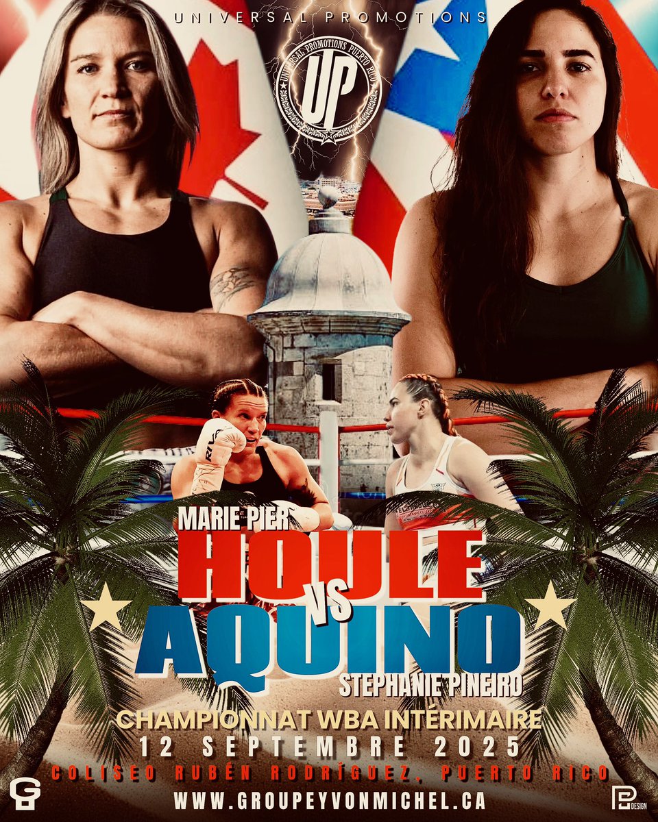 Le 12 septembre prochain à Porto Rico MPH Marie-Pier Houle affronte Stephanie Aquino pour le titre WBA intérimaire des mi-moyens! Un combat important et déterminant pour sa carrière et sa préparation sous la supervision de Sebastien Gauthier va bon train!