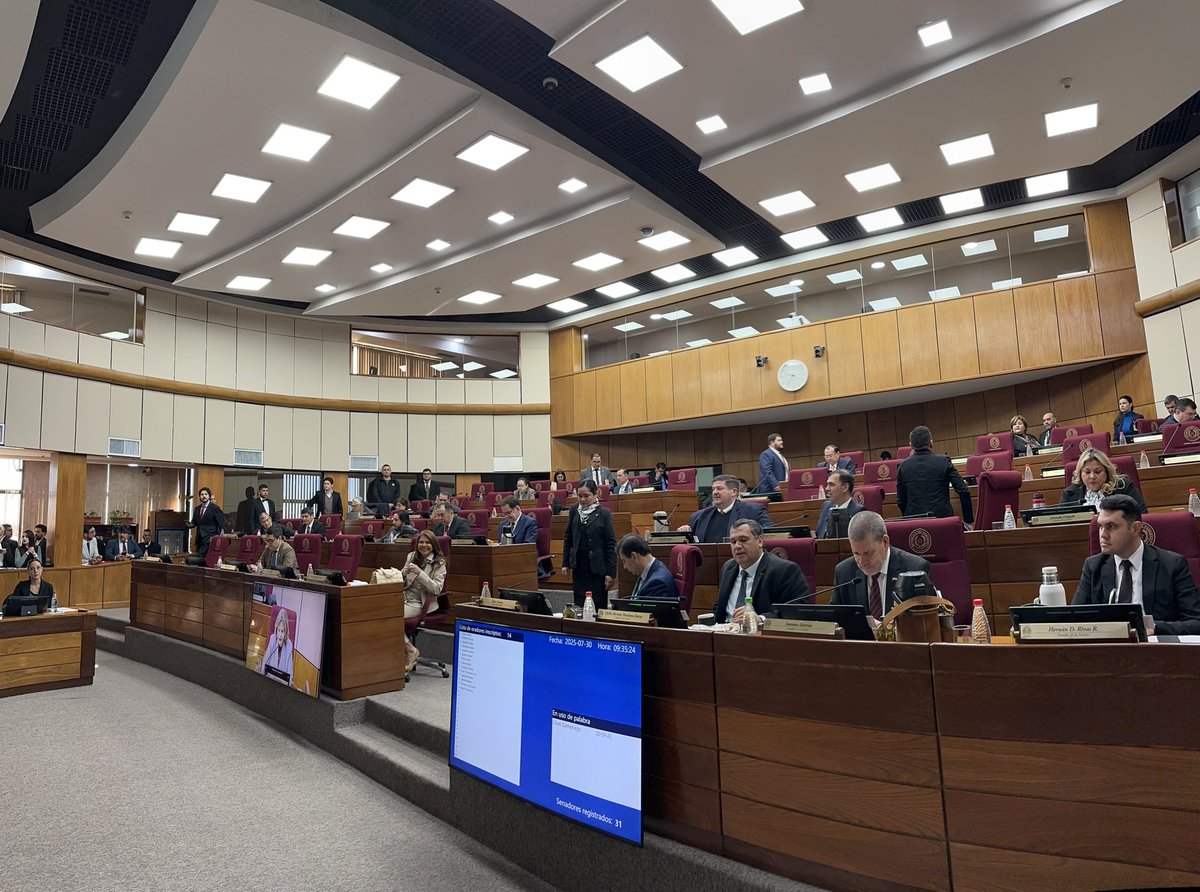 Dirección Sala de Sesiones del Senado (@dss_senado) on Twitter photo Sesión Ordinaria presidida por el Senador <a href="/bachinunezpy/">Bachi Nuñez</a>.
<a href="/senador_tony/">Sen Tony Barrios</a> <a href="/liliansamaniego/">Lilian Samaniego</a> <a href="/EverVillalba_Py/">Ever Villalba</a> <a href="/FilizzolaRafael/">Rafael Filizzola</a> <a href="/OviedoSenador/">José Oviedo</a> <a href="/CelesteSenadora/">Celeste Senadora</a> <a href="/Nataliciochase1/">Natalicio Chase</a> <a href="/lizarellapy/">Lizarella Valiente</a> <a href="/BetoOvelarANR/">Beto Ovelar</a> <a href="/pipodiazveron/">Pipo Díaz Verón</a> <a href="/patrick_kemper/">Patrick Kemper</a> <a href="/edu_nakayama/">Edu Nakayama</a>
Sala de Sesiones del Senado. Sesión Ordinaria presidida por el Senador <a href="/bachinunezpy/">Bachi Nuñez</a>.
<a href="/senador_tony/">Sen Tony Barrios</a> <a href="/liliansamaniego/">Lilian Samaniego</a> <a href="/EverVillalba_Py/">Ever Villalba</a> <a href="/FilizzolaRafael/">Rafael Filizzola</a> <a href="/OviedoSenador/">José Oviedo</a> <a href="/CelesteSenadora/">Celeste Senadora</a> <a href="/Nataliciochase1/">Natalicio Chase</a> <a href="/lizarellapy/">Lizarella Valiente</a> <a href="/BetoOvelarANR/">Beto Ovelar</a> <a href="/pipodiazveron/">Pipo Díaz Verón</a> <a href="/patrick_kemper/">Patrick Kemper</a> <a href="/edu_nakayama/">Edu Nakayama</a>
Sala de Sesiones del Senado.