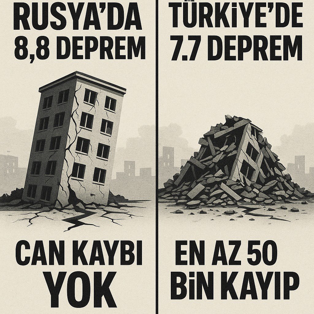 Aynı dünya, farklı sonuçlar… Deprem değil, ihmal öldürür. Sağlam zemin, sağlam denetim, sağlam hayat. 

#japonya 
#Rusya 
#deprem 
#tsunami