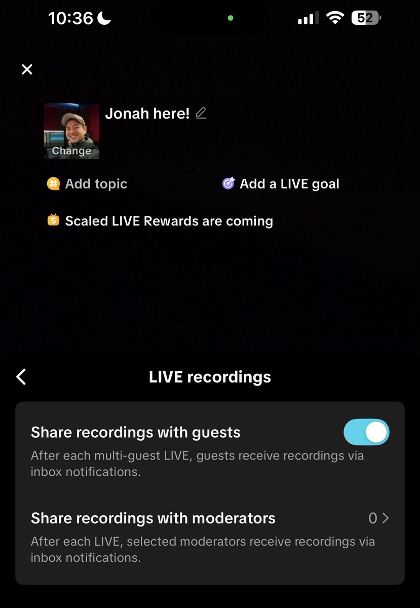 TikTok now lets you share live recordings with guests and moderators.