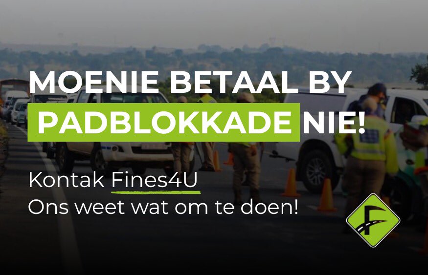 Moet jy AARTO-boete by 'n padblokkade betaal? ‼️ NEE‼️

Jy het regte. Jy kan weier om te betaal.

Fines4U werk saam met anti-korrupsie eenhede en weet wie om te bel.

📞 Kontak ons onmiddellik – ons help jou regdeur die proses! +27 82 449 2274