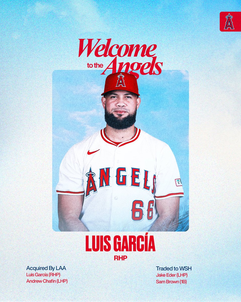 Angels's tweet photo. Welcome to the Halos, Andrew, &amp; welcome back, Luis! 😇 https://t.co/lM3nbMg9So