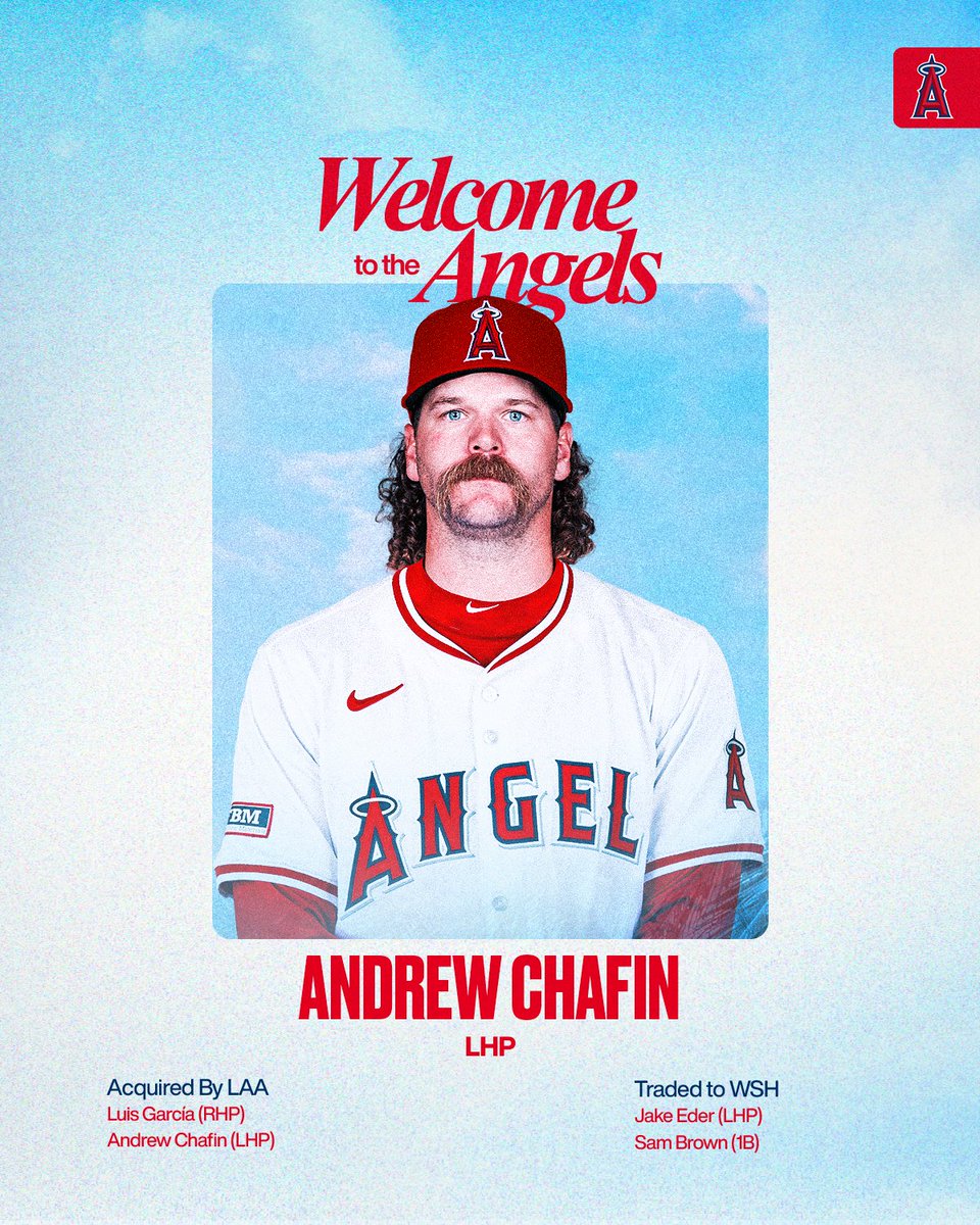 Angels's tweet photo. Welcome to the Halos, Andrew, &amp; welcome back, Luis! 😇 https://t.co/lM3nbMg9So