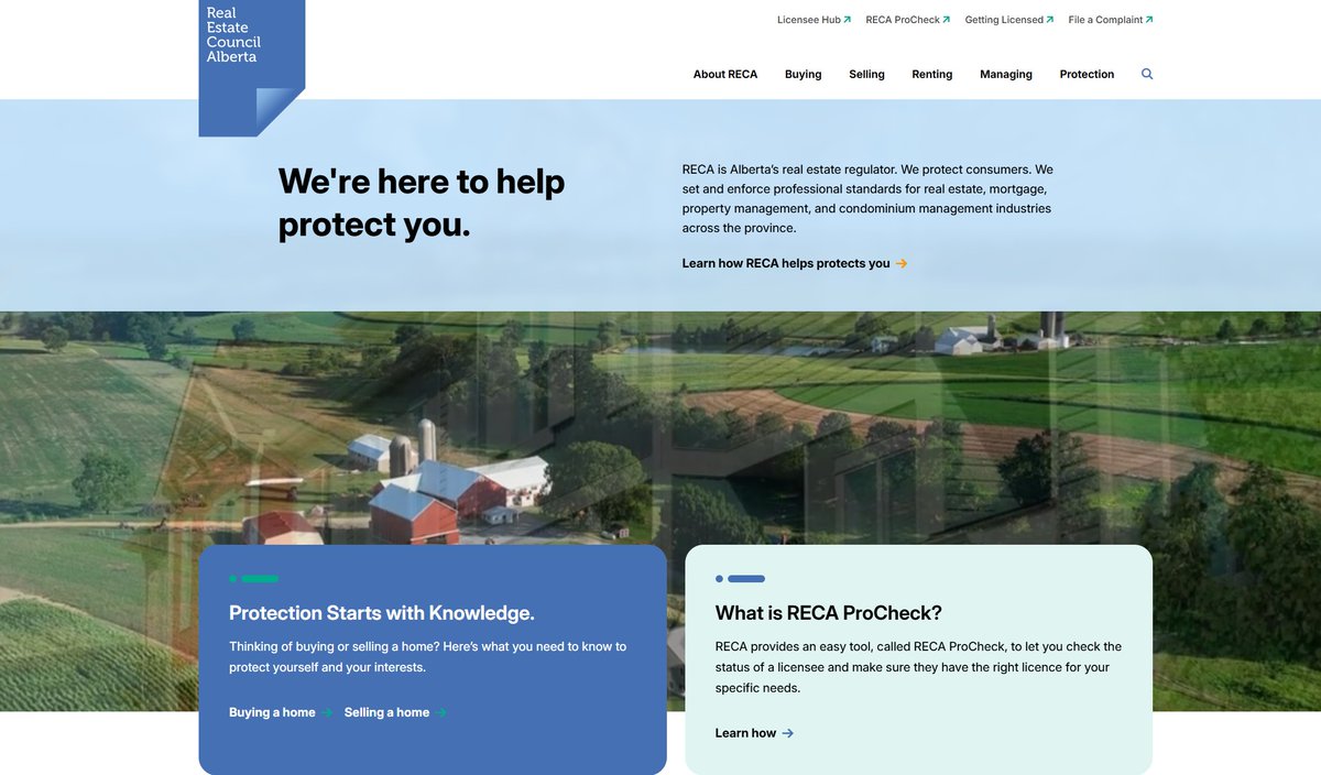 It’s been 2 months since we launched recaprotects.ca!

Step-by-step guidance, RECA ProCheck, multilingual content &amp; more—helping Albertans make confident real estate decisions.

Explore now: recaprotects.ca

#RECAProtects #RECAProCheck