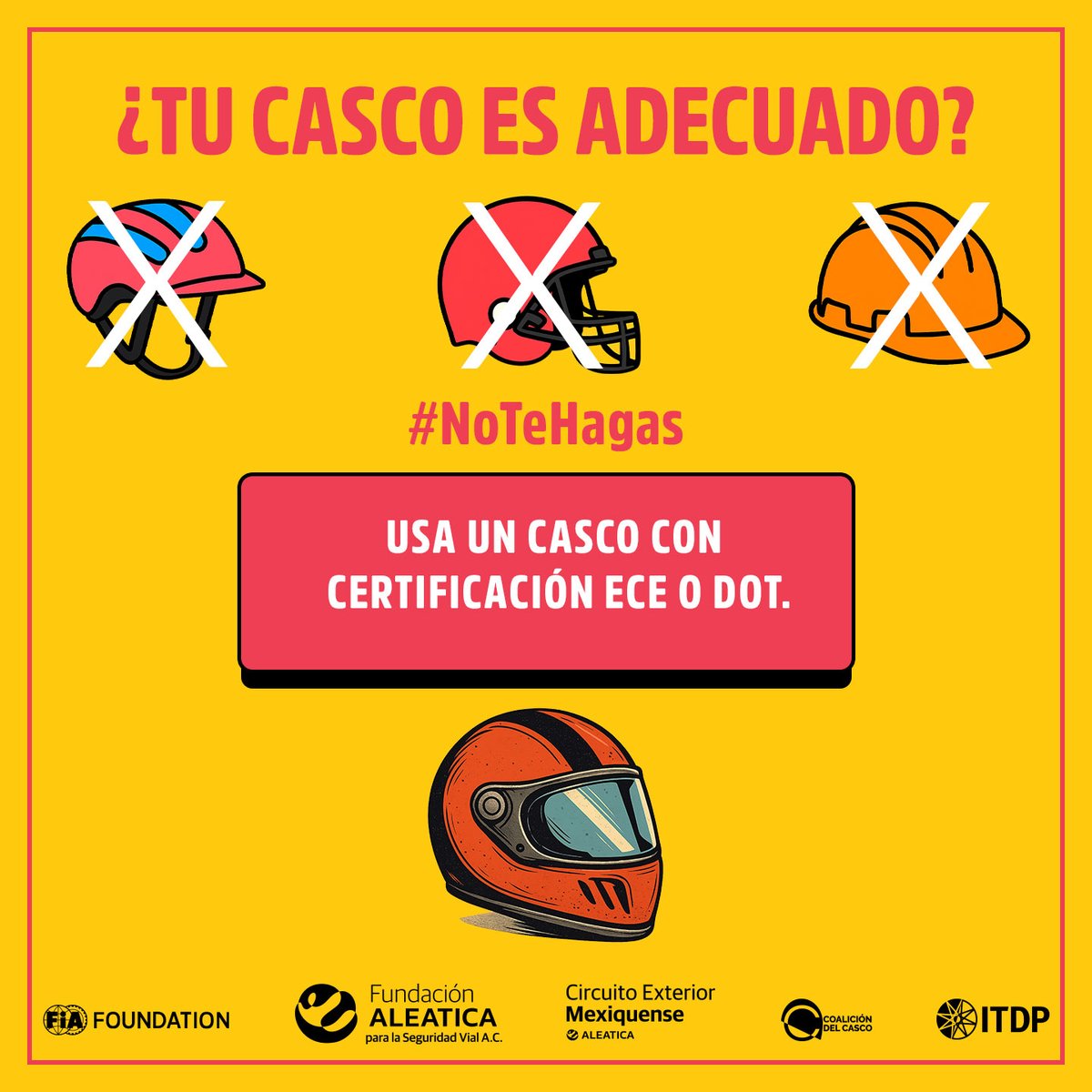 Fundación Aleatica (@fundaleatica) on Twitter photo Puedes elegir el diseño que quieras, pero que sea un casco con certificación y adecuado.
<a href="/ITDPmx/">ITDP México</a>, <a href="/FIAFdn/">FIA Foundation</a>, #CoaliciónDelCasco, <a href="/Circuito_mx/">Circuito.Mx</a>
#NoTeHagas #SeguridadVial #ConTuVidaNoSeJuega #FundaciónAleatica Puedes elegir el diseño que quieras, pero que sea un casco con certificación y adecuado.
<a href="/ITDPmx/">ITDP México</a>, <a href="/FIAFdn/">FIA Foundation</a>, #CoaliciónDelCasco, <a href="/Circuito_mx/">Circuito.Mx</a>
#NoTeHagas #SeguridadVial #ConTuVidaNoSeJuega #FundaciónAleatica