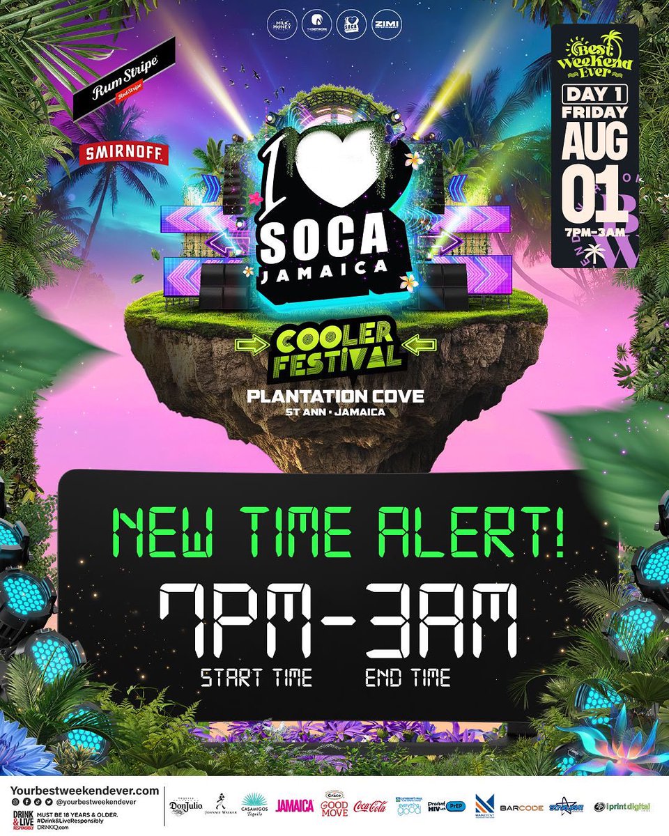 ⏰ NEW START TIME: 7PM SHARP!

We’re taking the vibes deep into the night at <a href="/ilovesocaja/">ilovesocaja</a> – Cooler Festival 🥳

For tickets: ticketgateway.com/event/view/ilo…
