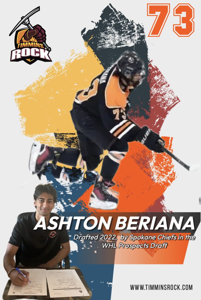 The Timmins Rock are excited to announce the signing of forward Ashton Beriana!Originally from New Westminster, B.C., Ashton was drafed by the Spokane Chiefs.With skill, speed, and a strong two-way game, Ashton adds depth and talent to our forward group heading into the season.