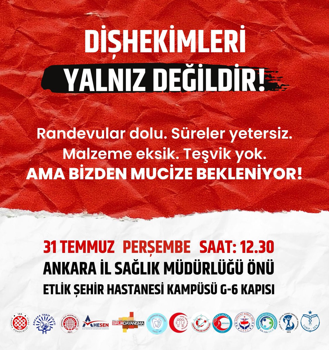 #KamuDişHekimleriEylemdeyiz
Ankara yarın basın açıklaması unutma!!