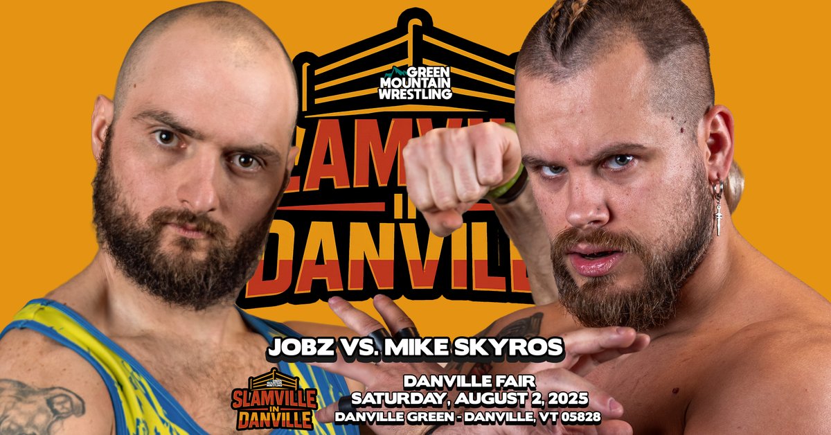 After 2 straight losses, “The Moonlight Son” Mike Skyros is out for revenge as he faces Jobz at the Danville Fair.

Can Jobz hand him a third loss?

GMW action starts at 2 PM this Saturday, August 2.
Come early for food, fun, and family-friendly festivities.