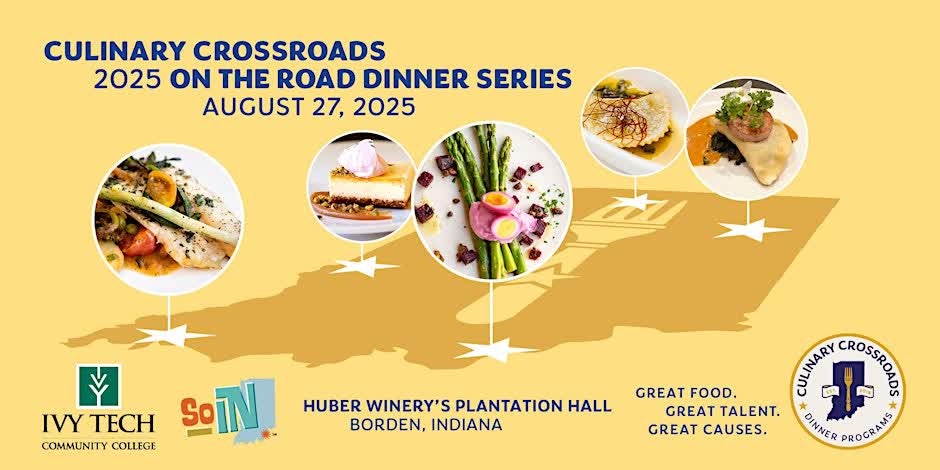 Tickets are now ON SALE for Culinary Crossroads IN On the Road in Southern Indiana dinner series at Visit Huber's on Wed., Aug. 27! bit.ly/45r3gMJ 🍽️ 🍽️

#GoSoIN