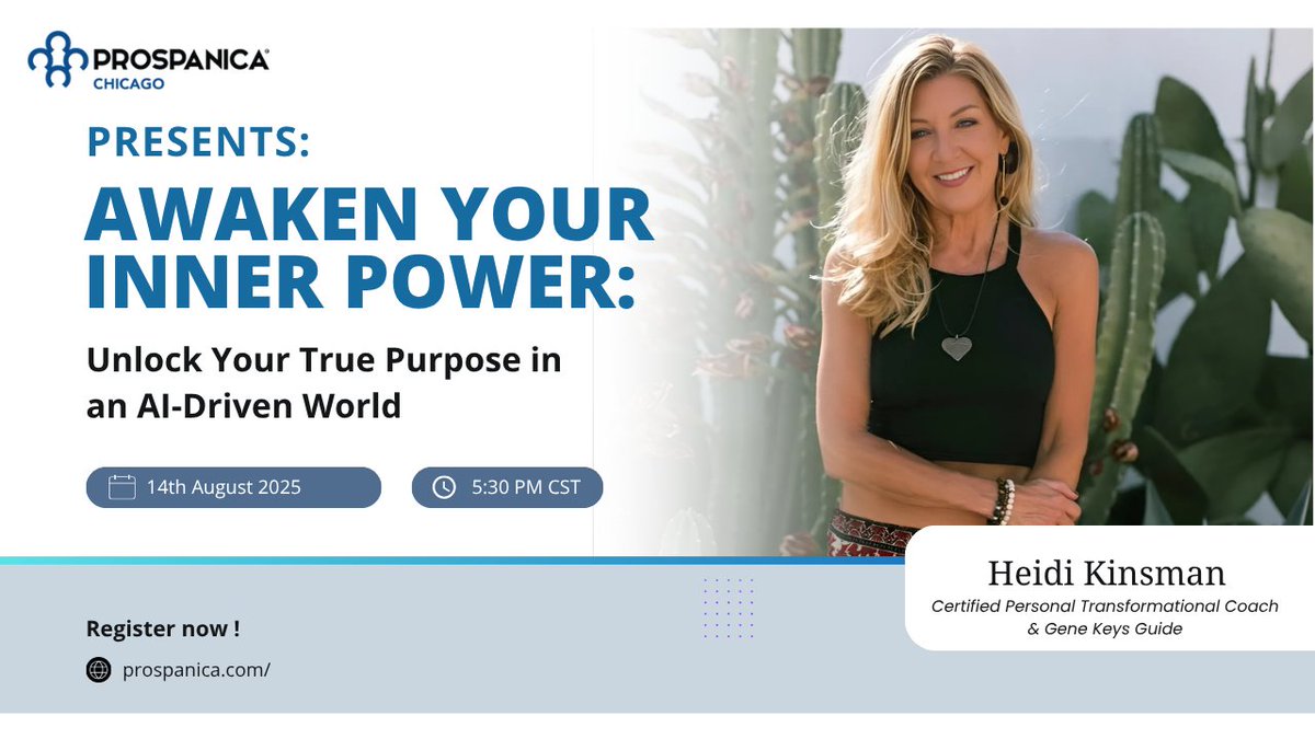 🌟 Ready to unlock your purpose in an AI-driven world?
Join <a href="/ProspanicaCHI/">Prospanica - Chicago</a> + Heidi Kunsman for a powerful FREE webinar.
🗓️ Aug 14 | ⏰ 5:30 PM CST | 💻 Zoom
🔗 RSVP: us02web.zoom.us/meeting/regist…
#LatinxProfessionals #Leadership #GeneKeys #Prospanica