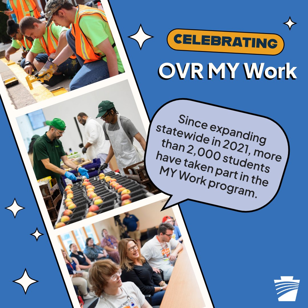 PA Department of Labor & Industry (@palaborindustry) on Twitter photo What started in 2016 with just 50 students in Allegheny County has grown into a game-changing opportunity across Pennsylvania.
L&I’s <a href="/PA_OVR/">PA Office of Vocational Rehabilitation</a> MY Work program connects high school students with disabilities with paid work experiences, helping them build the skills they need for What started in 2016 with just 50 students in Allegheny County has grown into a game-changing opportunity across Pennsylvania.
L&I’s <a href="/PA_OVR/">PA Office of Vocational Rehabilitation</a> MY Work program connects high school students with disabilities with paid work experiences, helping them build the skills they need for