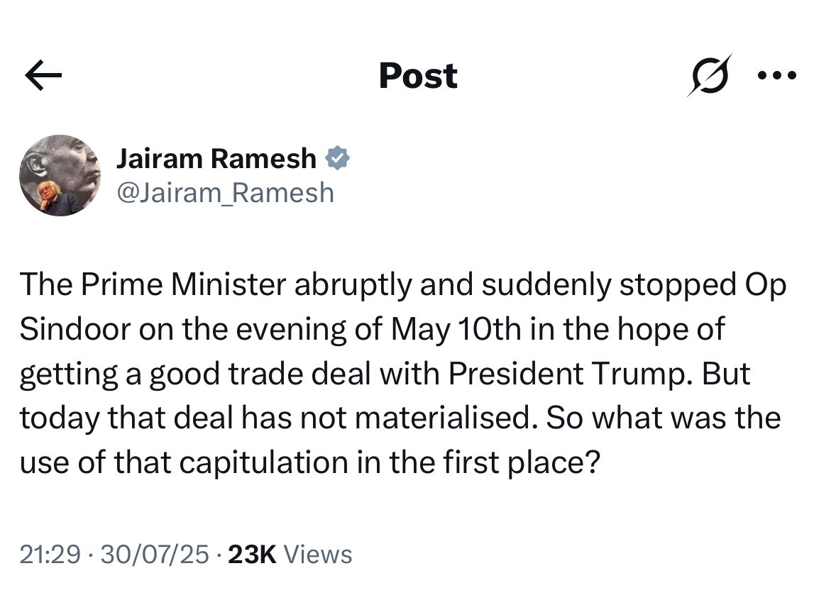 Ankur Singh (@iankursingh) on Twitter photo Hypocrisy of <a href="/Jairam_Ramesh/">Jairam Ramesh</a>!
Before: Trump announced he's going to sign Trade Deal with India, it proves that India stopped War due to pressure for Trade.
Now: No Trade deal with USA, then why did Modi stop war due to pressure?
Jairam thinks Public is fool? This is why Hypocrisy of <a href="/Jairam_Ramesh/">Jairam Ramesh</a>!
Before: Trump announced he's going to sign Trade Deal with India, it proves that India stopped War due to pressure for Trade.
Now: No Trade deal with USA, then why did Modi stop war due to pressure?
Jairam thinks Public is fool? This is why