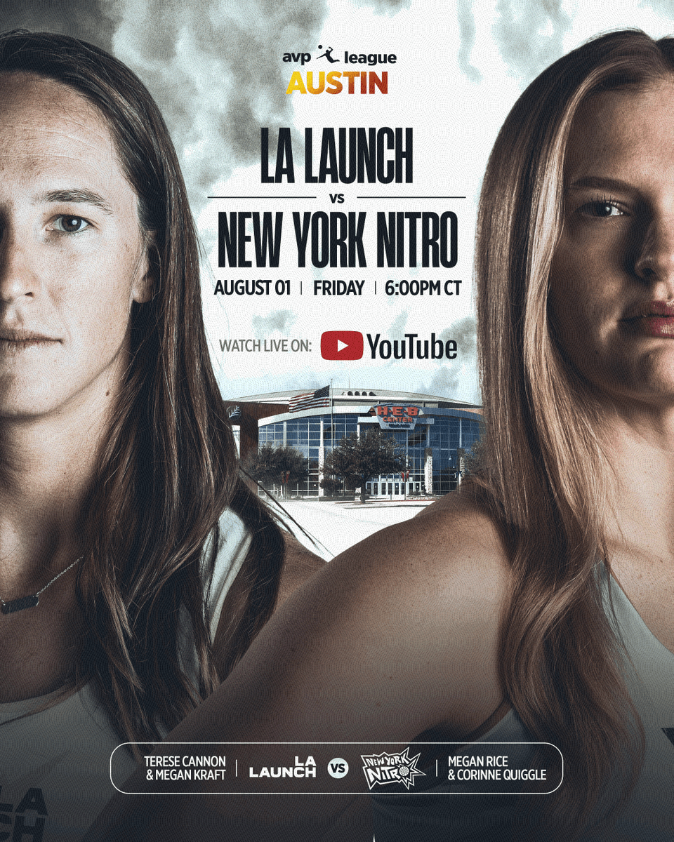 Eyes on Austin.
Quiggle/Rice (NY Nitro) vs Cannon/Kraft (LA Launch) — 6PM CT on YouTube.