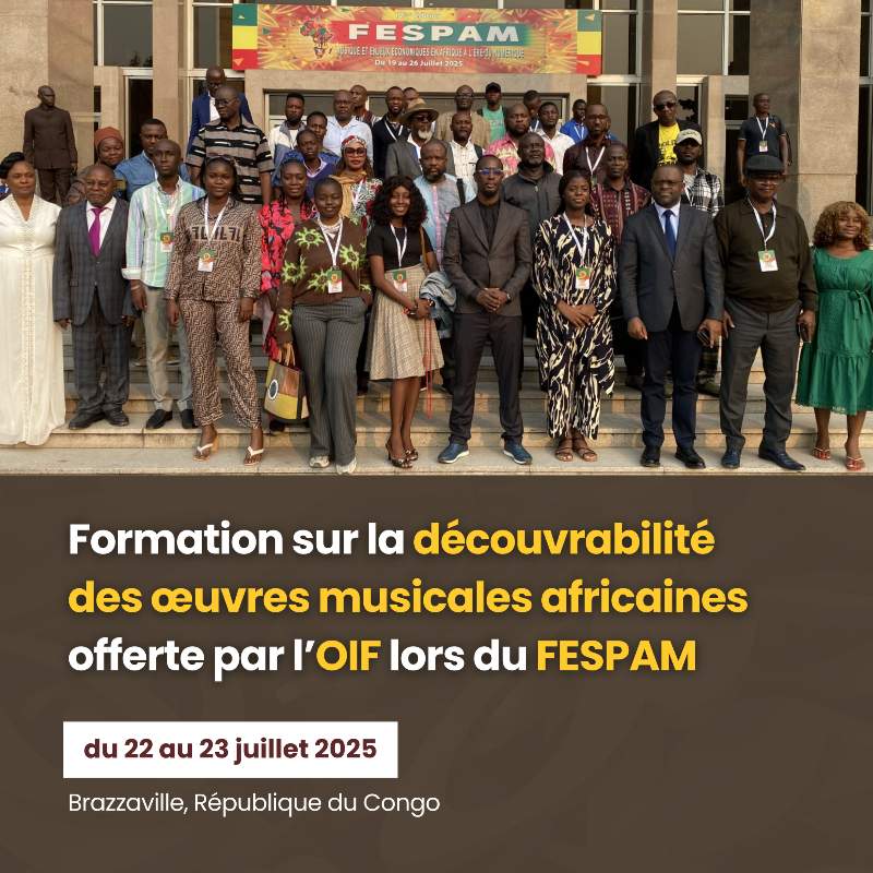 OIFrancophonie's tweet photo. À la 12e édition du #FESPAM, l’OIF a formé des acteurs de la musique du #Congo, de la #RDC et du #Tchad sur la #découvrabilité des œuvres africaines sur les plateformes numériques.

🔗 En savoir plus : https://t.co/5M9tkGAT5U

#Francophonie
#Numérique
#DiversitéCulturelle