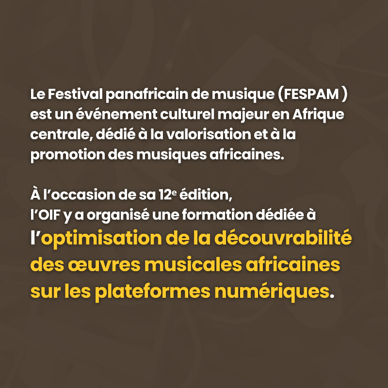 OIFrancophonie's tweet photo. À la 12e édition du #FESPAM, l’OIF a formé des acteurs de la musique du #Congo, de la #RDC et du #Tchad sur la #découvrabilité des œuvres africaines sur les plateformes numériques.

🔗 En savoir plus : https://t.co/5M9tkGAT5U

#Francophonie
#Numérique
#DiversitéCulturelle
