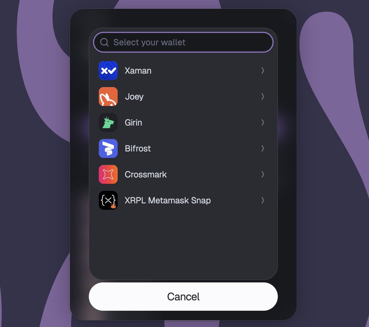 If you can connect your wallet directly to Squid (with any of the wallets below), our widget will build the Trustline creation transaction for you under the hood and send it to your wallet. All you need to do is sign!