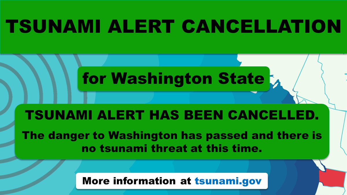 WA Emergency Management (@waemd) on Twitter photo <a href="/NWS_NTWC/">NWS Tsunami Alerts</a> Good news, everyone. The #tsunami advisory for #WaState has been CANCELLED. At this time there is no tsunami threat to the Washington coast. Check out tsunami.gov for more information. #TsunamiAdvisory #WaWX <a href="/NWS_NTWC/">NWS Tsunami Alerts</a> Good news, everyone. The #tsunami advisory for #WaState has been CANCELLED. At this time there is no tsunami threat to the Washington coast. Check out tsunami.gov for more information. #TsunamiAdvisory #WaWX