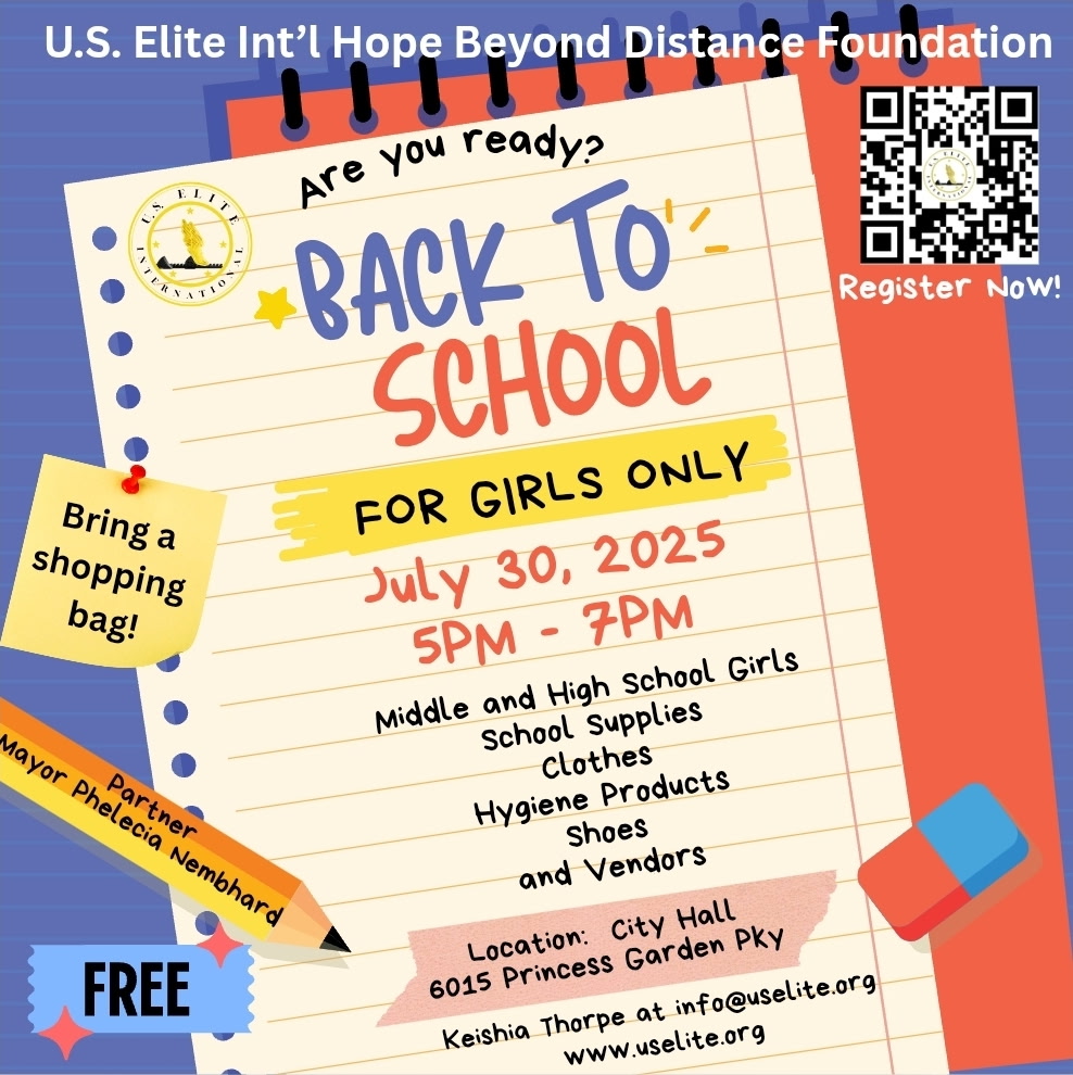 🎒 Girls, are you ready?
Join us for a FREE Back-to-School event just for middle &amp; high school girls!
🗓 July 30 | 🕔 5–7 PM | 💼 School supplies, clothes, shoes &amp; more!
✅ Don’t forget to register—scan the QR code!