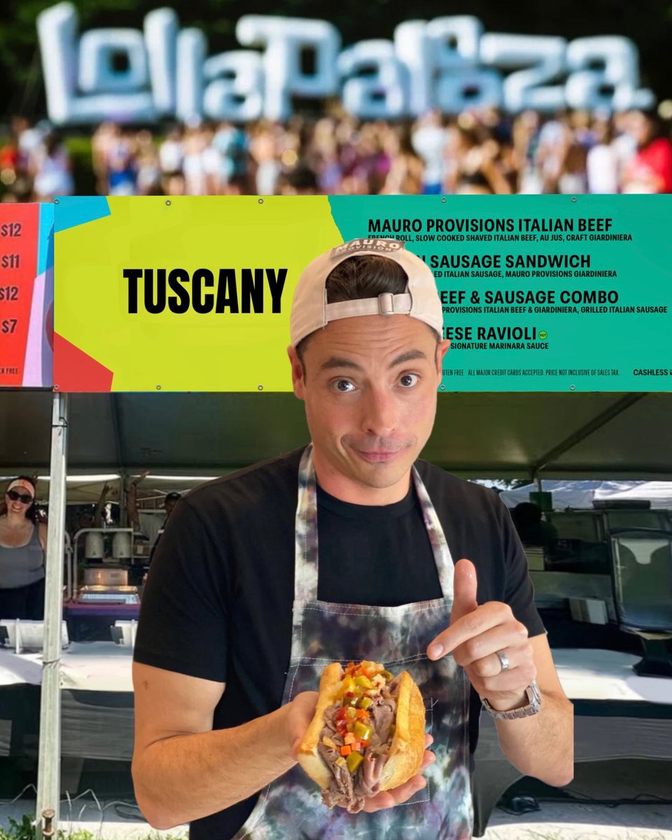Forget backstage—<a href="/JeffMauro/">Jeff Mauro</a> will be front and center at our Tuscany booth this Sunday at Lolla!
Swing by from 1:30–4pm to catch Jeff slingin’ his famous <a href="/mauroprovisions/">mauroprovisions</a> Italian Beef &amp; Giardiniera. This is your main stage meal 🤘