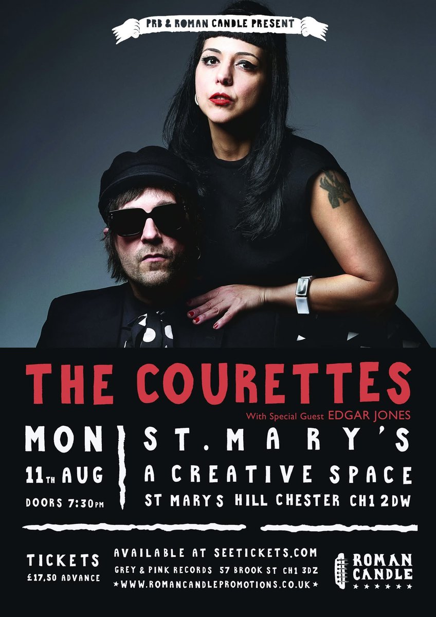 Roman Candle (@rc_promotions) on Twitter photo It's not long now until we welcome <a href="/thecourettes/">The Courettes</a> back to <a href="/CreativeMarys/">StMarysCreativeSpace</a>, Chester with special guest <a href="/edgarsummertyme/">Edgar Summertyme Jones</a>.
🎫: seetickets.com/event/the-cour…
What an explosive evening this will be, folks! Tickets are moving quickly; be sure to snap them up.
romancandlepromotions.co.uk It's not long now until we welcome <a href="/thecourettes/">The Courettes</a> back to <a href="/CreativeMarys/">StMarysCreativeSpace</a>, Chester with special guest <a href="/edgarsummertyme/">Edgar Summertyme Jones</a>.
🎫: seetickets.com/event/the-cour…
What an explosive evening this will be, folks! Tickets are moving quickly; be sure to snap them up.
romancandlepromotions.co.uk