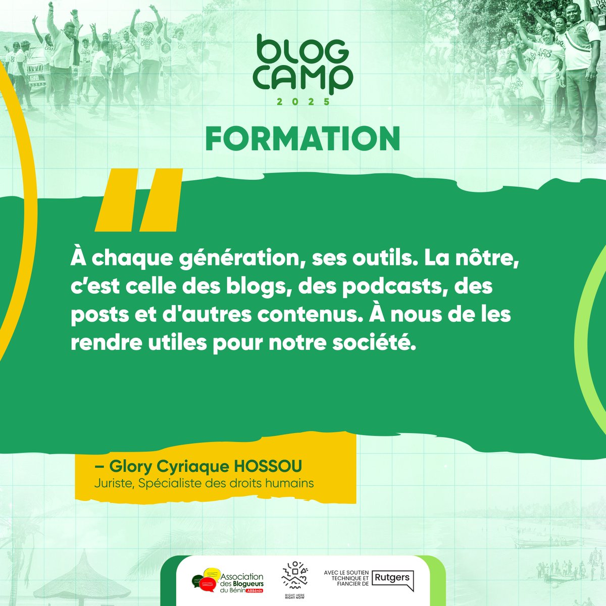 Blogueurs du Bénin (@ab_benin) on Twitter photo «À chaque génération, ses outils. La nôtre, c'est celle des blogs, des podcasts, des posts et d'autres contenus. À nous de les rendre utiles pour notre société.» <a href="/CyriaqueGlory/">Glory HOSSOU 🇧🇯🇹🇬🇸🇳🇨🇮🇲🇱 🇬🇳 🇺🇸</a>
#BlogCamp2025
#BlogueursduBenin «À chaque génération, ses outils. La nôtre, c'est celle des blogs, des podcasts, des posts et d'autres contenus. À nous de les rendre utiles pour notre société.» <a href="/CyriaqueGlory/">Glory HOSSOU 🇧🇯🇹🇬🇸🇳🇨🇮🇲🇱 🇬🇳 🇺🇸</a>
#BlogCamp2025
#BlogueursduBenin