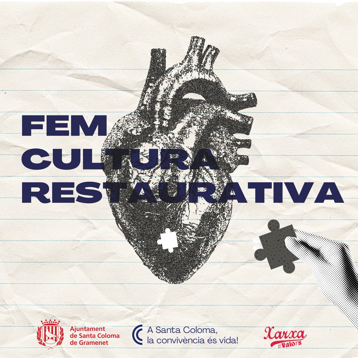 A Santa Coloma, la convivència és vida

❔ Vols una ciutat respectuosa amb les persones i amb les seves necessitats? 

✅ Si la resposta és "sí", practica la cultura restaurativa amb nosaltres.