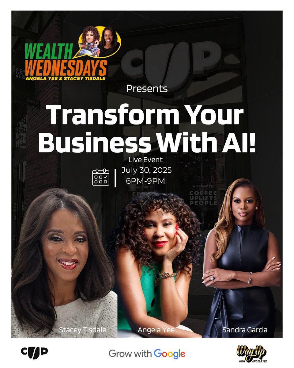 Angela Yee (@angelayee) on Twitter photo Tonight! Free - Transform your business with AI at <a href="/CoffeeUplifts/">Coffee Uplifts People</a> x Grow with Google Tonight! Free - Transform your business with AI at <a href="/CoffeeUplifts/">Coffee Uplifts People</a> x Grow with Google
