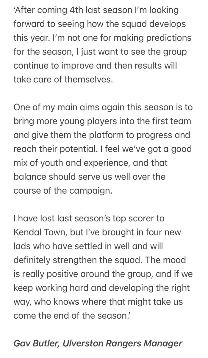 Gav Butler is hoping to bring more young players into his Ulverston Rangers squad this coming season!

A big thank you to Ulverston and Gav for chatting to me!

<a href="/HAMMER_GAV/">Gavin Butler</a>