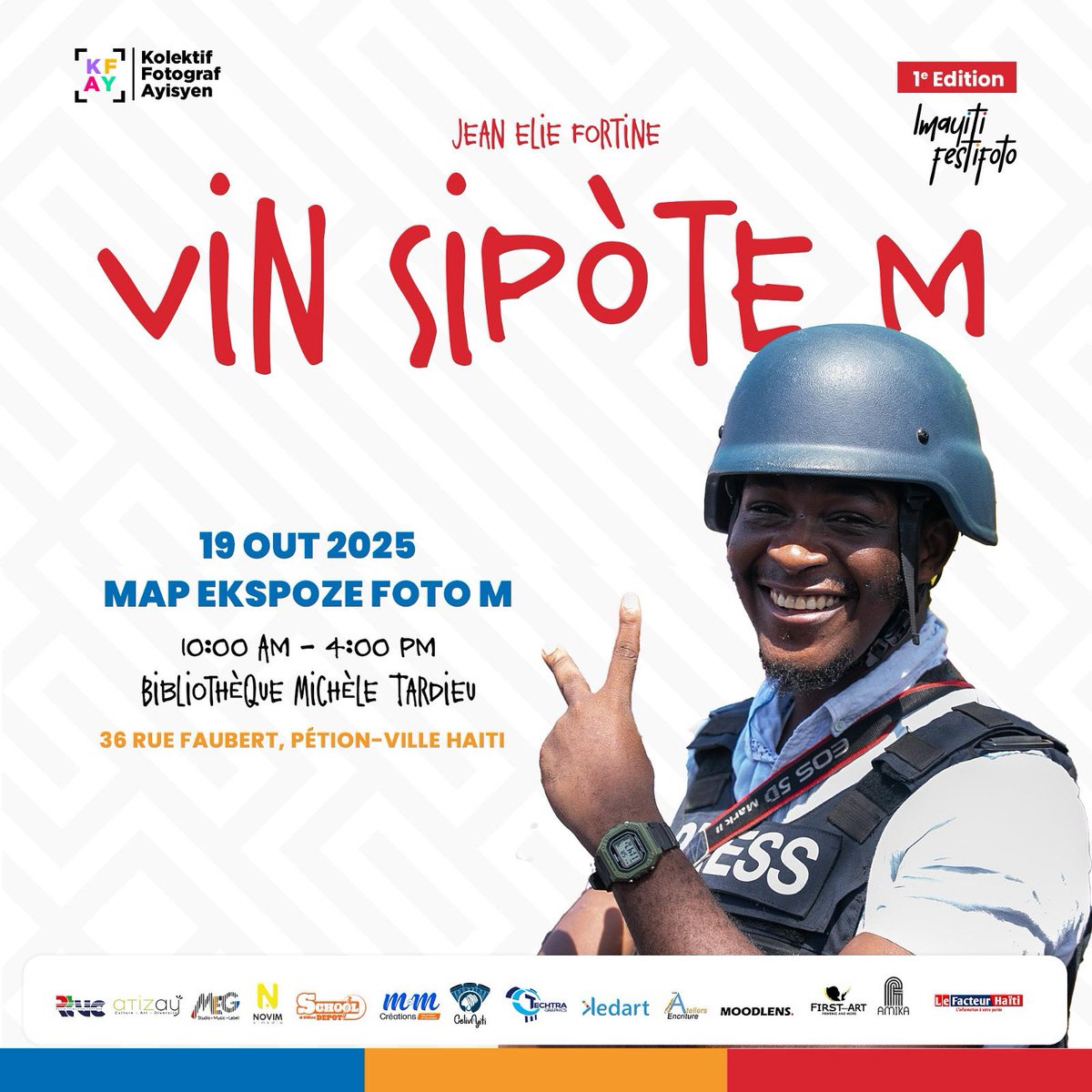 Mwen se <a href="/JeanElieRider/">Jean Elie Fortuné</a> map envite tout moun jou kap 19 out 2025 lan nan a #bibliotèquemichèltadieu sòti 10zè nan maten pou rive 4trè nan apremidi. Vin gade travay mwen reyalize nan kad Festiva Fotografi '' Imayiti Festifoto '' pa rate okazyon sila.