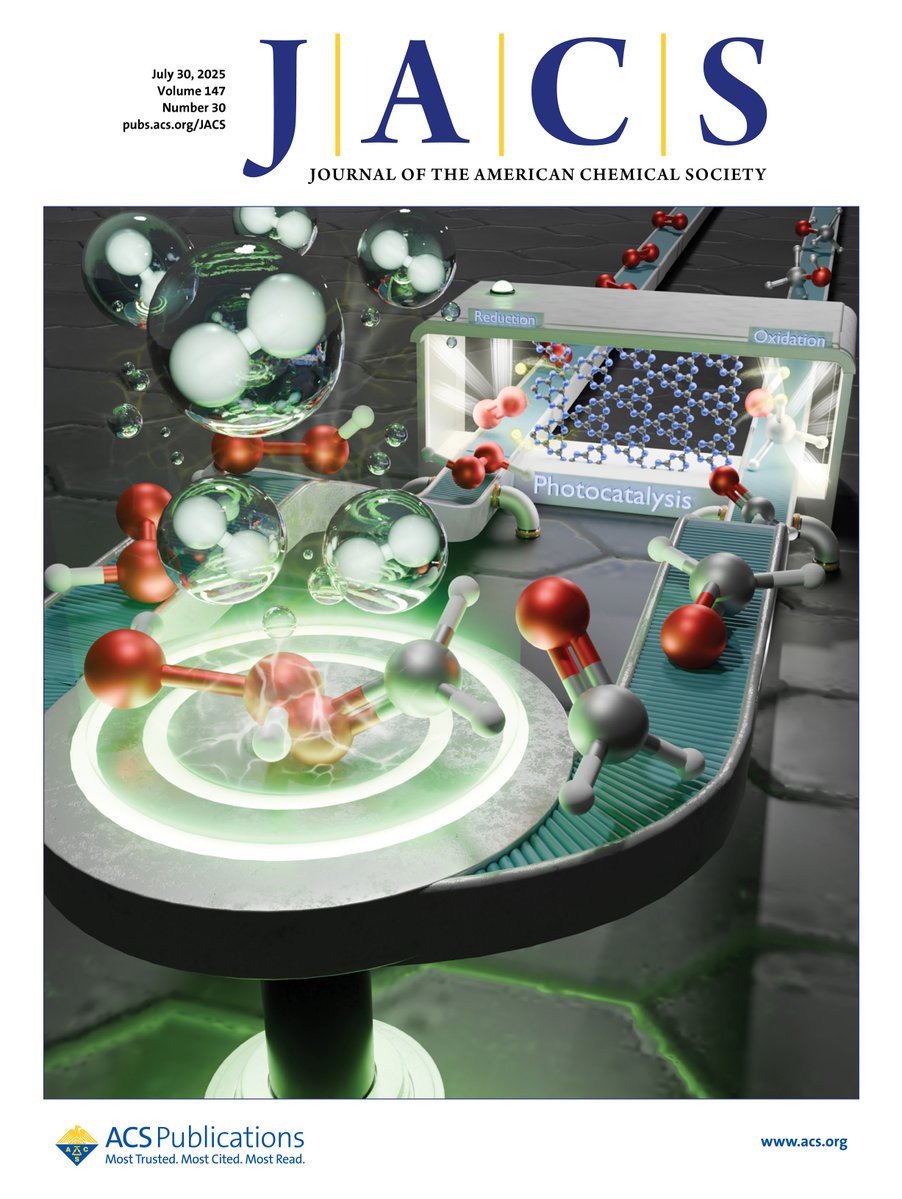 Journal of the American Chemical Society Vol. 147 No. 30  pubs.acs.org/toc/jacsat/147… 
Always nice to see a scientific publication illustrated <a href="/ACSPublications/">ACS Publications</a> #MyACSCover; this work from our group funded by  <a href="/ERC_Research/">European Research Council (ERC)</a>  in the framework of the #MFreePEC project. #photocatalysis