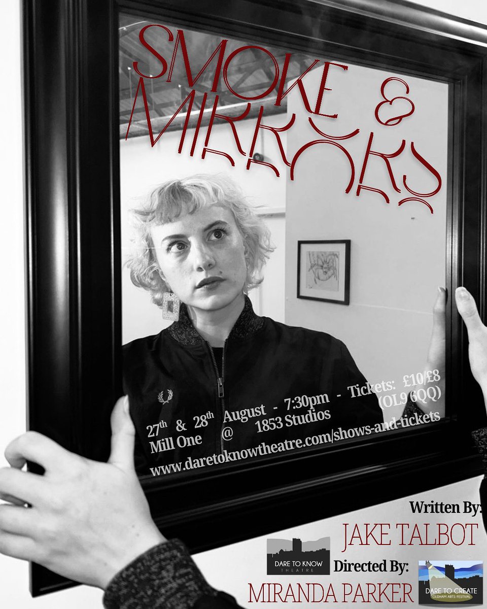 When programming a festival in a gallery space &amp; when you have a play set in an art gallery on the back burner.

Certain things just line up!

SMOKE AND MIRRORS
📍 Mill One, 1853 Studios
📆 27th &amp; 28th August 2025
⏰ 7:30pm
💰 £10/£8 (£50 Festival Pass)
🎟️ TICKETS IN BIO!