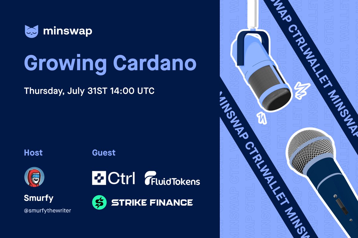 Growing Cardano 🎙️

Join us tomorrow at 14:00 UTC to discuss this very topic with <a href="/Ctrl_Wallet/">Ctrl Wallet ✜</a> <a href="/FluidTokens/">FluidTokens</a> and <a href="/strikecardano/">Strike Finance | Perps on Cardano</a>!

Link to spaces below ↓