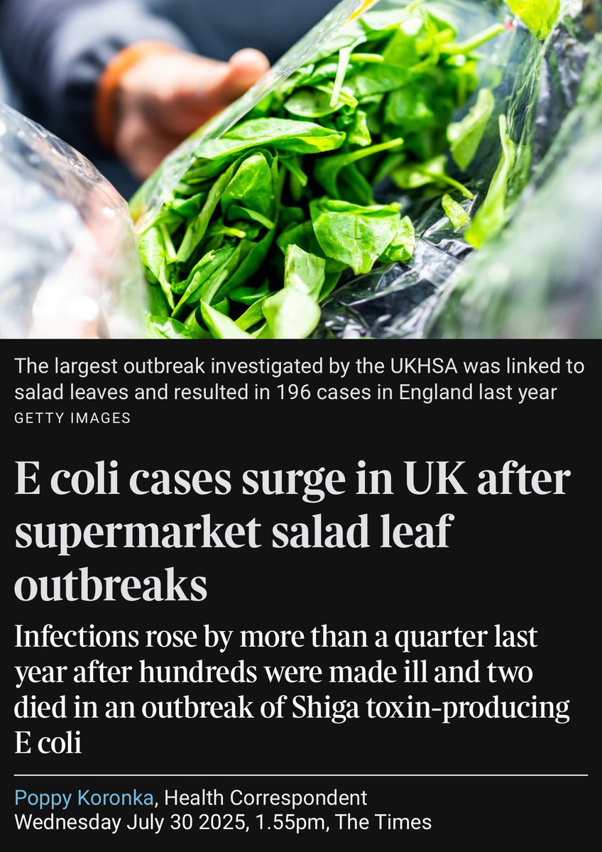 🥬 E coli Surge? This Is What Brexit Was Always Going to Do

We warned that Brexit would:

🥕 Undermine UK food safety standards
🥬 Break traceability systems
🥦 Hollow out UK horticulture and leave gaps filled by rushed, risky supply chains
🫜 Increase import dependence while