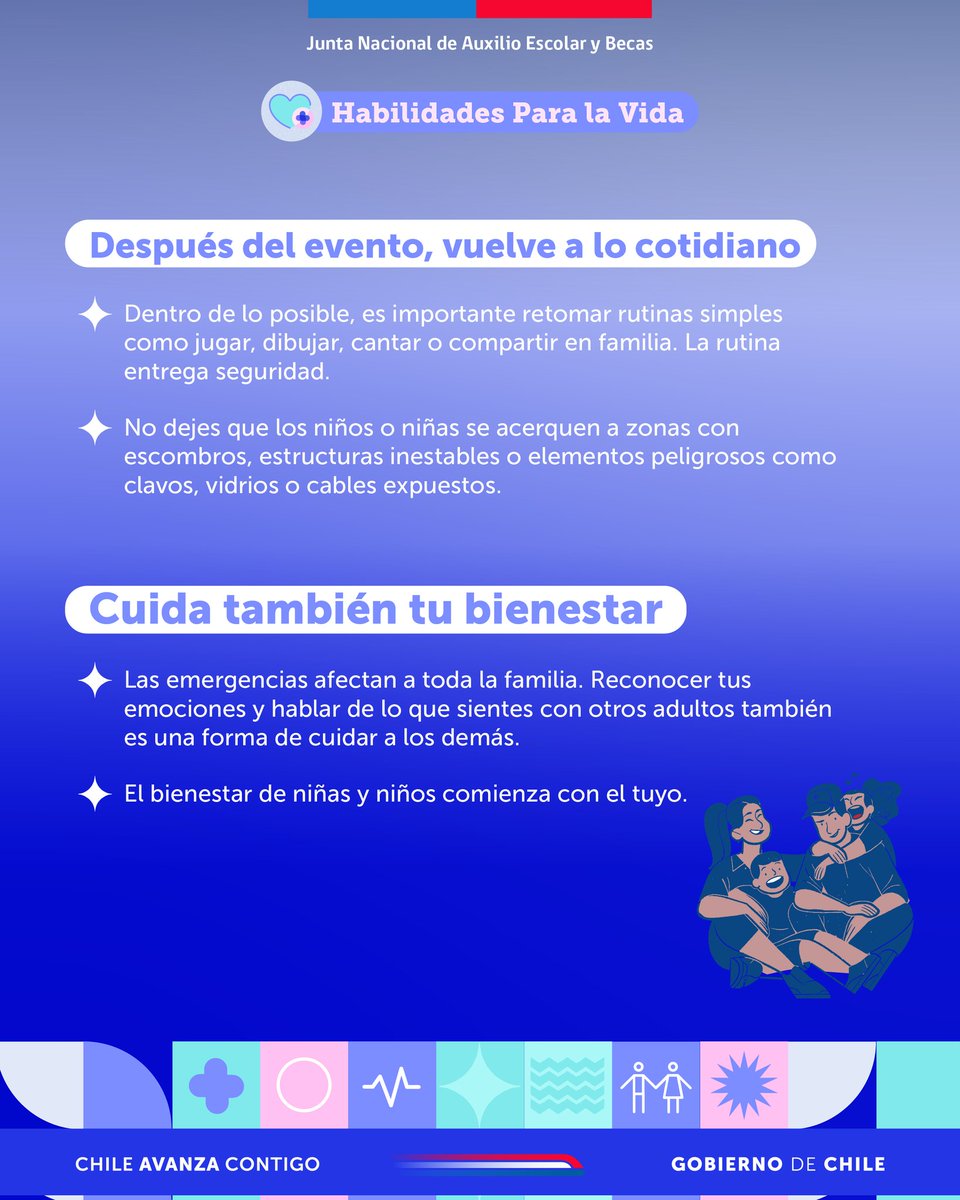 #HabilidadesParaLaVida | En momentos de crisis, el miedo, la incertidumbre y la confusión también afectan a niños y niñas. Desde Junaeb, compartimos algunas recomendaciones para proteger su bienestar emocional y actuar con seguridad.
