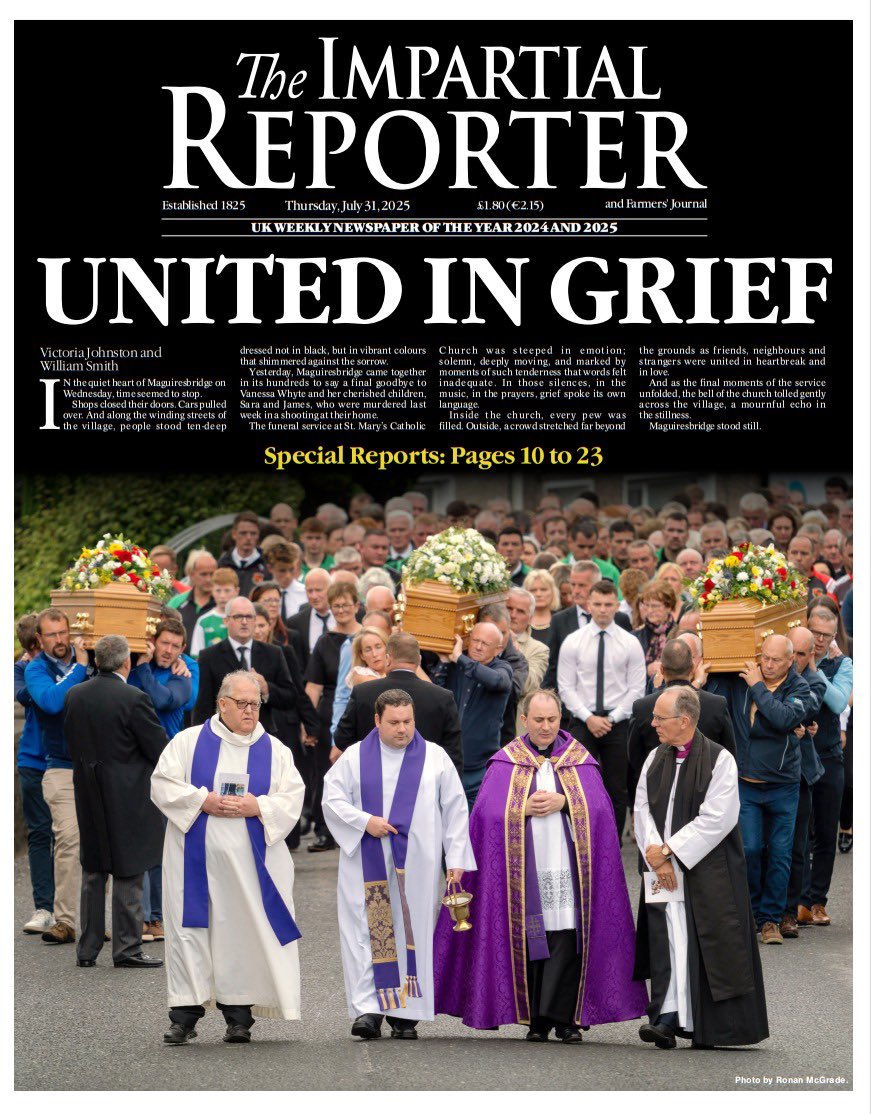 Neighbours lined the streets. Friends held hands. Clergy of all faiths stood side by side. In a Catholic church, a Protestant bishop lit candles. Soccer and GAA teams gathered. Fermanagh stood united for Vanessa Whyte and her children James and Sara. Love crossed every boundary.